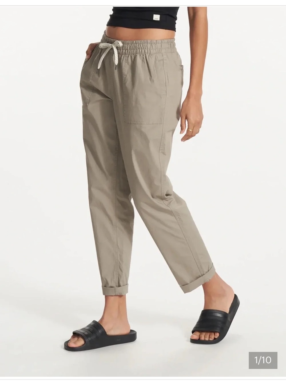 Vuori Women's Relaxed Casual Vintage Ripstop Pants Size M Suede Rolled Cuff